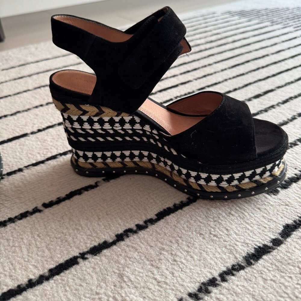 Caslon Braxton Black Suede Wedge Sandals | Boho Platform | Size 5.5